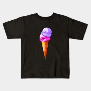 Pink And Purple Ice Cream Cone Kids T-Shirt